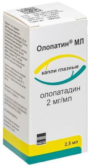 Олопатин Мл 2мг/мл 2,5мл капли глазные Олопатин Мл 2мг/мл 2,5мл капли глазные