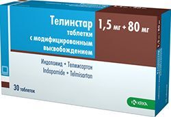 Телинстар 1,5мг+80мг 30 шт. таблетки с модифицированным высвобождением Телинстар 1,5мг+80мг 30 шт. таблетки с модифицированным высвобождением