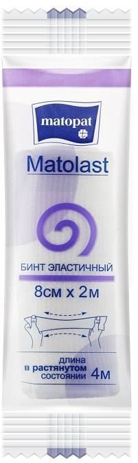Матопат матоласт бинт эластичный тканевый без застежки 8смх2м 1 шт.