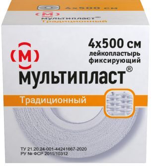 Мультипласт лейкопластырь традиционный 4х500см Мультипласт лейкопластырь традиционный 4х500см