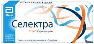 Селектра 10мг 56 шт. таблетки покрытые пленочной оболочкой Селектра 10мг 56 шт. таблетки покрытые пленочной оболочкой