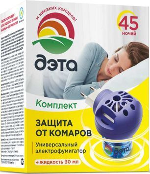 Дэта Инсекто комплект от комаров (универсальный фумигатор+жидкость)