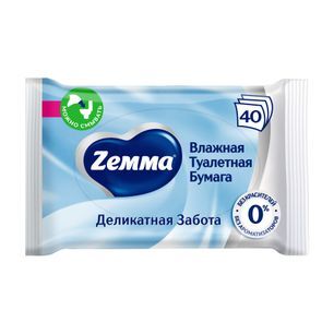 Земма бумага туалетная влажная деликатная забота 40 шт. Земма бумага туалетная влажная деликатная забота 40 шт.
