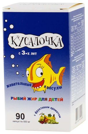 Рыбий жир кусалочка капсулы жевательные для детей 90 шт. Рыбий жир кусалочка капсулы жевательные для детей 90 шт.