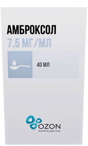 Амброксол 7,5мг/мл 40мл раствор для приема внутрь и ингаляций Озон Амброксол 7,5мг/мл 40мл раствор для приема внутрь и ингаляций Озон