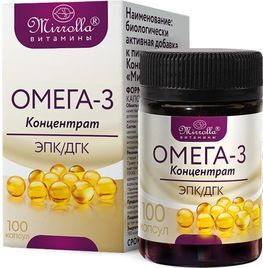 Омега 3 Концентрат Мирролла капсулы 100 шт. Мирролла Омега 3 Концентрат Мирролла капсулы 100 шт. Мирролла
