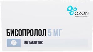 Бисопролол 5мг 60 шт. таблетки покрытые пленочной оболочкой Бисопролол 5мг 60 шт. таблетки покрытые пленочной оболочкой