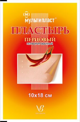 Мультипласт пластырь перцовый 10х18см перфорированный Мультипласт пластырь перцовый 10х18см перфорированный
