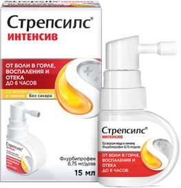 Стрепсилс Интенсив 8,75мг/доза 15мл спрей для местного применения дозированный со вкусом Меда и Лимона Рекитт Бенкизер Хелскэр Мануфэкчуринг Лтд.