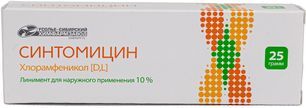 Синтомицин 10% 25г линимент для наружного применения Синтомицин 10% 25г линимент для наружного применения