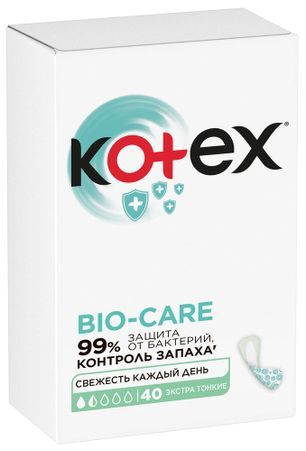 Котекс Био-Кэа прокладки ежедневные экстра тонкие 40 шт. Котекс Био-Кэа прокладки ежедневные экстра тонкие 40 шт.