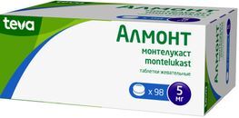 Алмонт 5мг 98 шт. таблетки жевательные Алмонт 5мг 98 шт. таблетки жевательные
