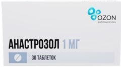 Анастрозол 1мг 30 шт. таблетки покрытые пленочной оболочкой Озон Атолл Ооо