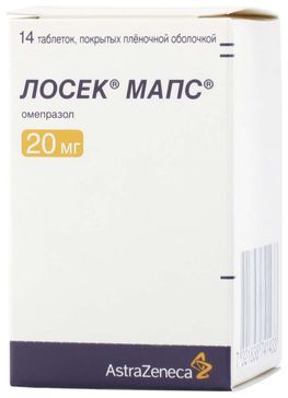 Лосек Мапс 20мг 14 шт. таблетки покрытые пленочной оболочкой Лосек Мапс 20мг 14 шт. таблетки покрытые пленочной оболочкой