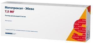 Метотрексат-Эбеве 10мг/мл 0,75мл раствор для инъекций шприц Фарева Унтерах ГмбХ Метотрексат-Эбеве 10мг/мл 0,75мл раствор для инъекций шприц Фарева Унтерах ГмбХ