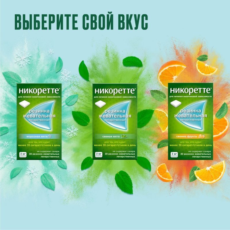 Никоретте Жевательная резинка от курения Морозная Мята 4 мг, 30 шт., фото №8
