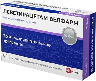 Леветирацетам велфарм 1000мг 30 шт. таблетки покрытые пленочной оболочкой Леветирацетам велфарм 1000мг 30 шт. таблетки покрытые пленочной оболочкой